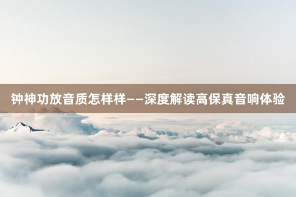 钟神功放音质怎样样——深度解读高保真音响体验